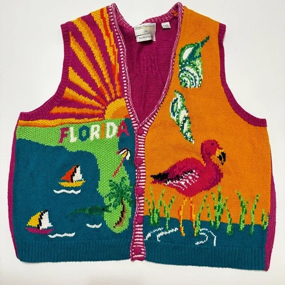 Vintage Texas Rodeo Hand Knit Marisa Christina Sweater Vest (1990s) 3X - Picture 1 of 11